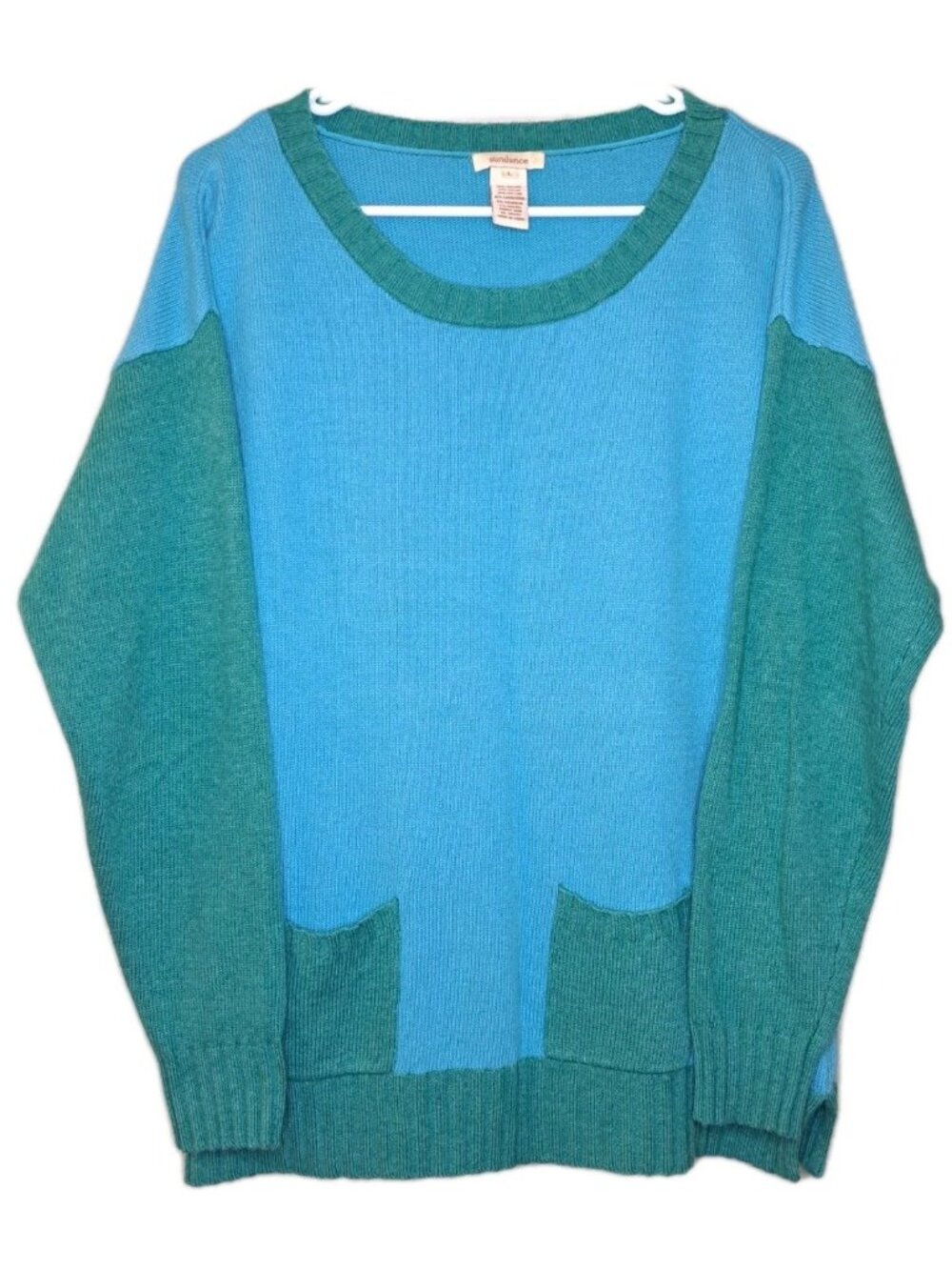 Sundance Women Sweater Cashmere And Wool Blend Size L Two Tone With Pockets